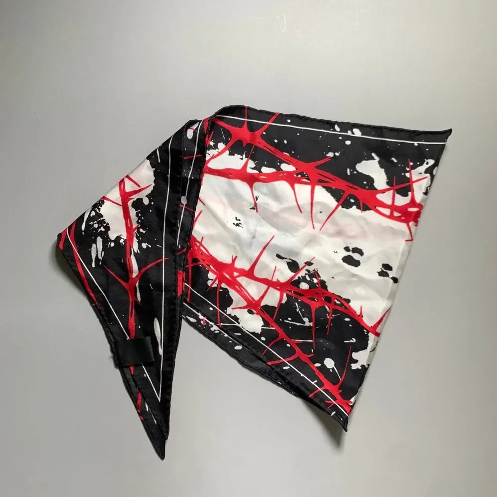 HAIDER ACKERMANN Black Red & White Splatter Silk Scarves